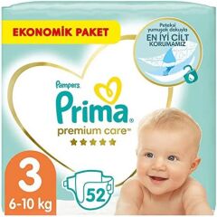 Prima Premium Care 3 Numara Bebek Bezi 52 adet
