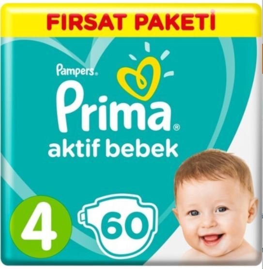 Prima Aktif Bebek 4 Numara Maxi 60 Adet Fırsat Paketi Bebek Bezi