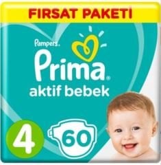 Prima Aktif Bebek 4 Numara Maxi 60 Adet Fırsat Paketi Bebek Bezi