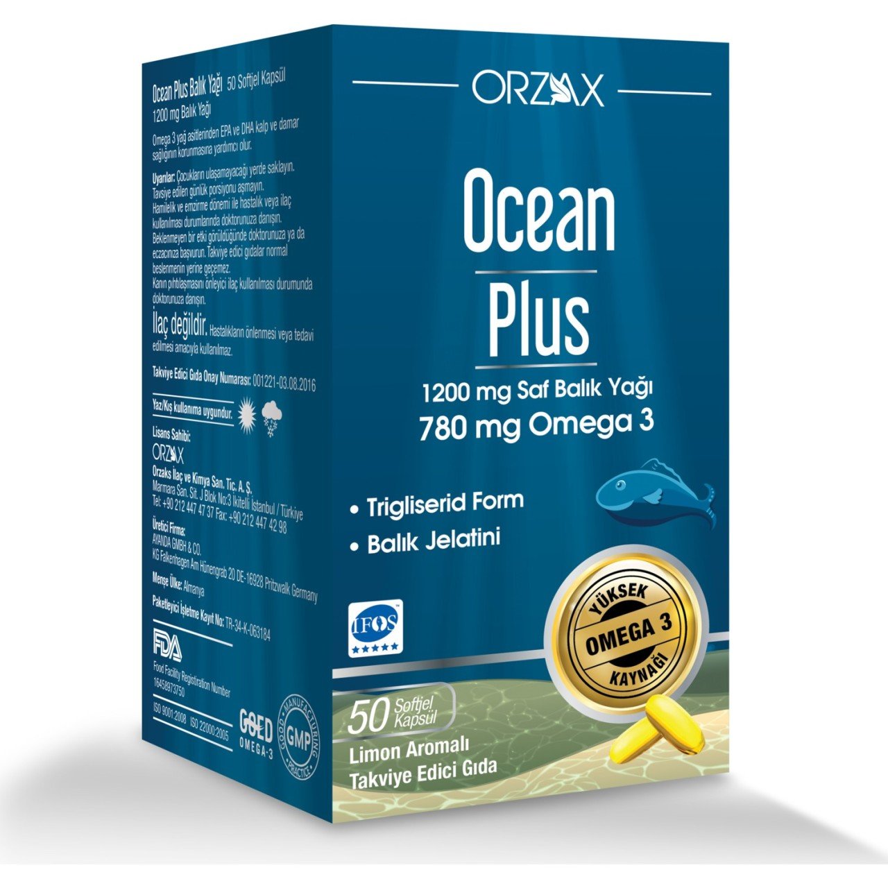Ocean Plus 1200 Mg Saf Balık Yağı 50 Kapsül