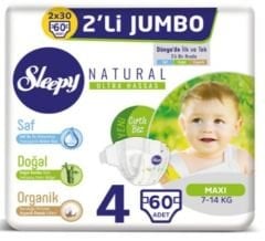 Sleepy Natural Bebek Bezi 4 Numara 60'lı