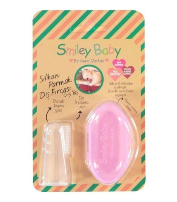 Smiley Baby 0-3 Yaş Silikon Parmak Diş Fırçası Pembe
