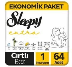Sleepy Extra 1 Numara Yenidoğan 64'lü Bebek Bezi