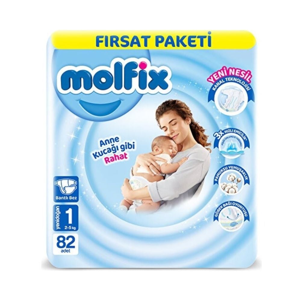 Molfix 1 Numara Yenidoğan Bebek Bezi 82'li