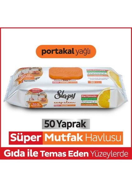 Sleepy Easy Clean Doğal Portakal Yağlı Mutfak Havlusu 50 Yaprak