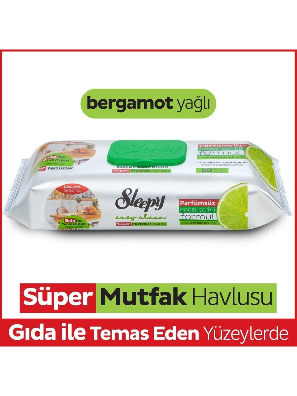 Sleepy Easy Clean Doğal Bergamot Yağlı Mutfak Havlusu 50 Yaprak