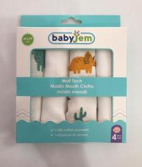 Babyjem Müslin Mendiller 4'lü Dino
