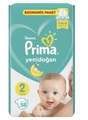 Prima Aktif Bebek 2 Numara Mini 58'li Ekonomik Paket Bebek Bezi