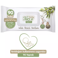 Baby Turco Islak Havlu Mendil Yenidoğan 90 Yaprak Doğadan