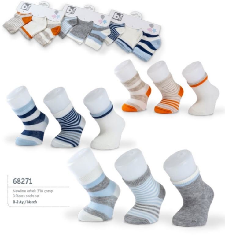 Bibaby New Line Erkek 3'lü Çorap