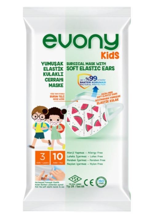 Evony 3 Katlı Çocuk Maskesi 10 Adet