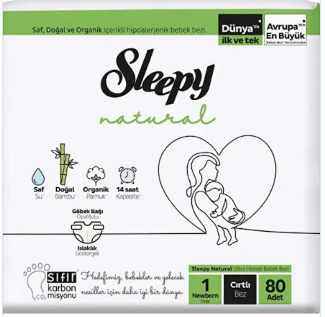 Sleepy Natural Bebek Bezi 1 Numara 80'li