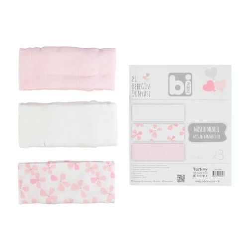 Bibaby Müslin Mendil 3'lü Pembe