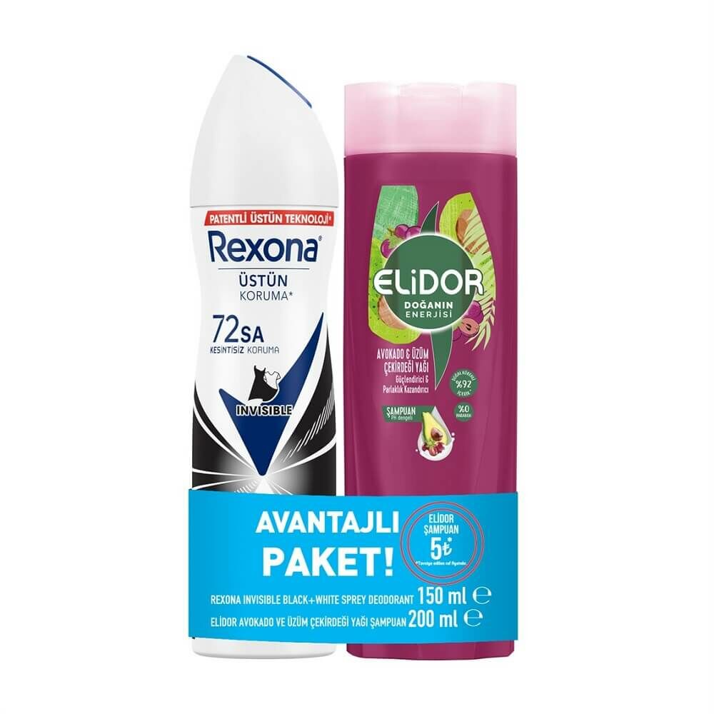 Rexona Invisible Deodorant 150 ml + Elidor Güçlendirici Şampuan 200 Ml Set