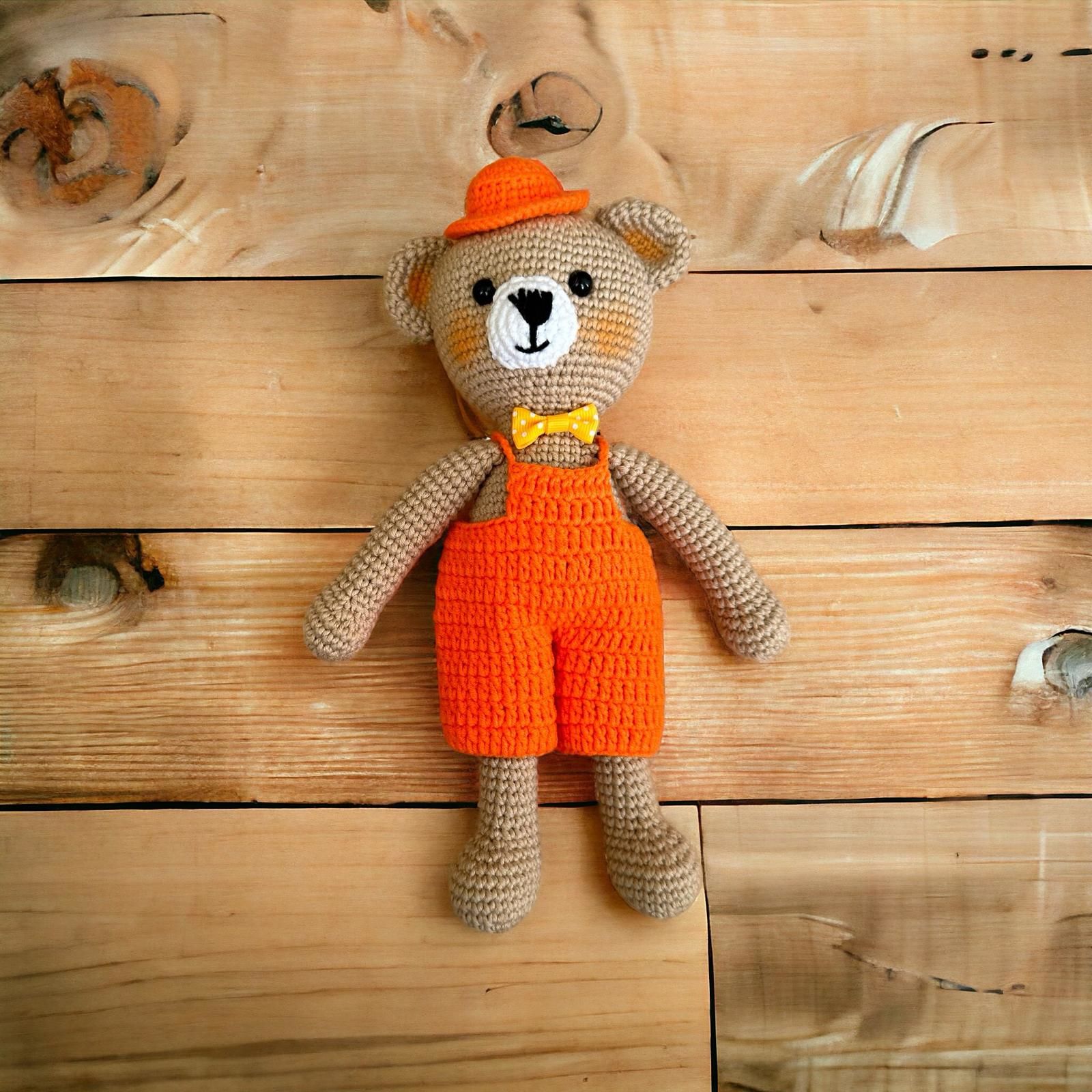Amigurumi Hediye Organik Ayıcık Oyuncak, Bebek Örgü Oyuncak, Uyku Oyuncağı, Tığ Örgü İşleme
