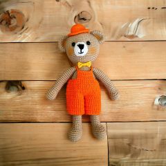 Amigurumi Hediye Organik Ayıcık Oyuncak, Bebek Örgü Oyuncak, Uyku Oyuncağı, Tığ Örgü İşleme