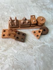 Ahşap Eğitici Öğretici 5''li Geometrik Şekil Yerleştirme Bultak
