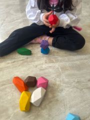 Doğal Ahşap Denge Taşı Oyunu Montessori Tumi İshi Eğitici Oyuncak Bloklar