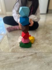 Doğal Ahşap Denge Taşı Oyunu Montessori Tumi İshi Eğitici Oyuncak Bloklar