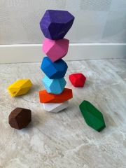 Doğal Ahşap Denge Taşı Oyunu Montessori Tumi İshi Eğitici Oyuncak Bloklar