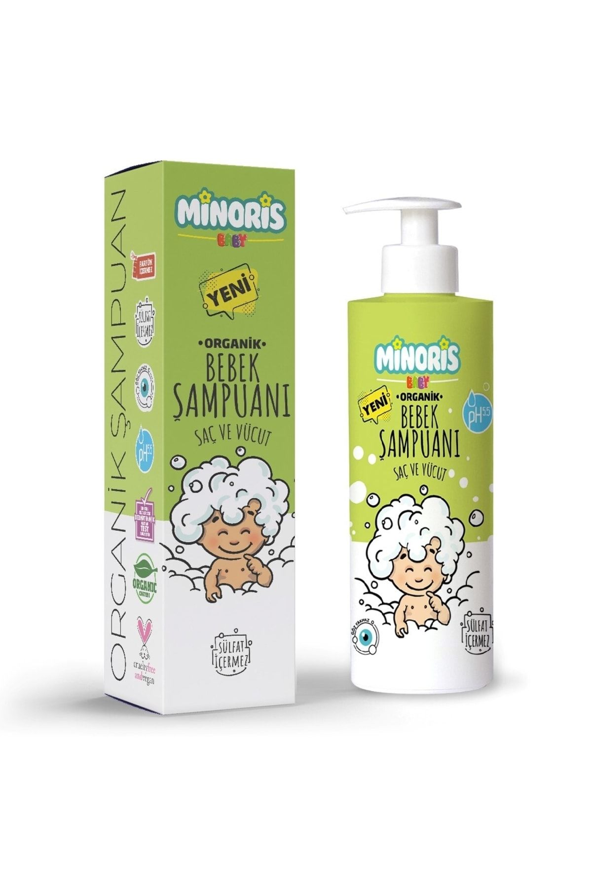 Minoris Baby Organik Bebek Saç ve Vücut Şampuanı 400 ml