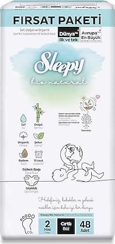 Sleepy Bio Natural 2 Numara Mini 48'li Bebek Bezi