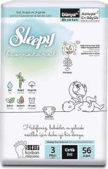 Sleepy Bio Natural 3 Numara Midi 56'lı Bebek Bezi