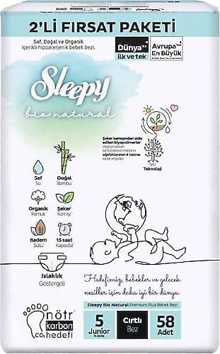 Sleepy Bio Natural 5 Numara Junior 58'li Bebek Bezi