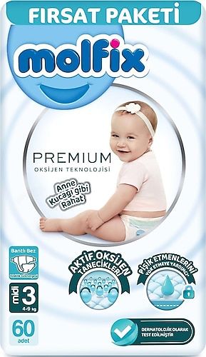 Molfix Premium Ultra Fırsat Paketi 3 Numara Midi 60'lı